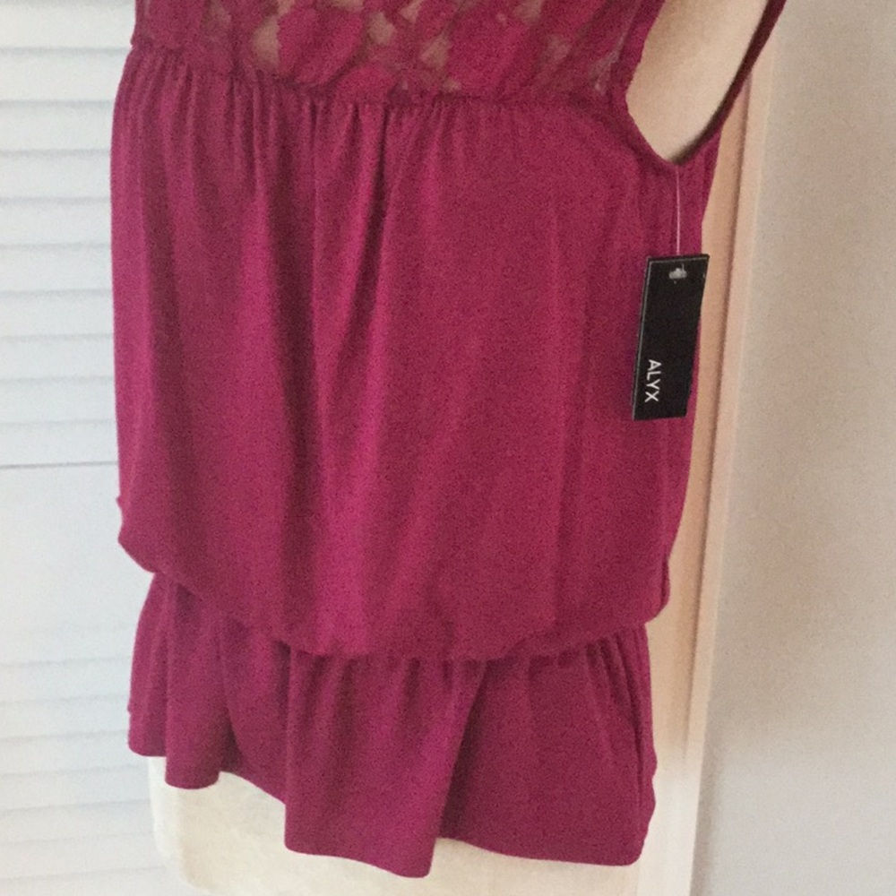 NWT Raspberry Sleeveless Lace Accent Top Size S - Picture 5 of 7